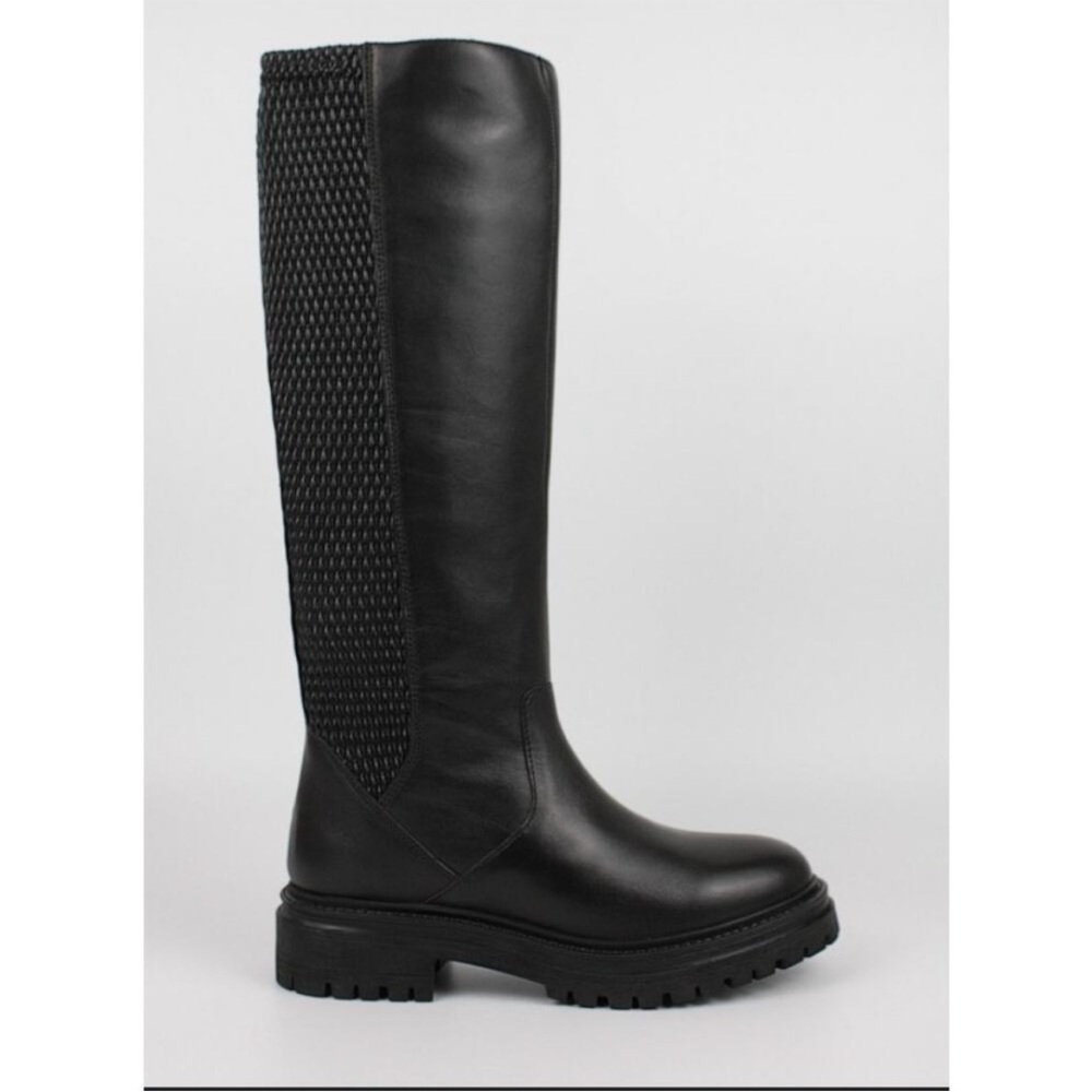 Geox Iridea Black Leather Lug Sole Boots Size 37 Women’s Designer Comfort - Picture 4 of 9